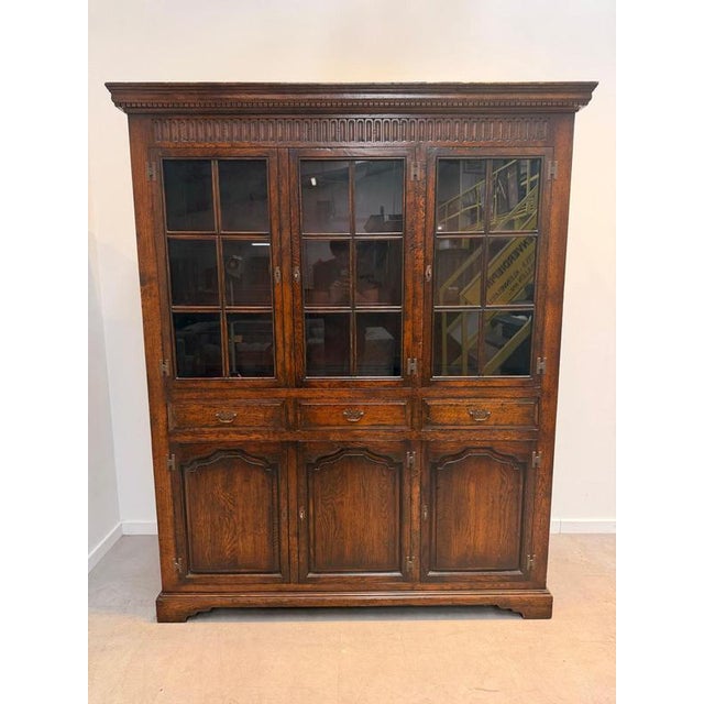 Antique Oak Display Cabinet For Sale - Image 8 of 11