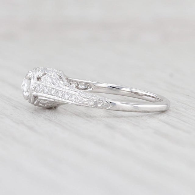 Modern New Floral Filigree Diamond Engagement Ring 14k Gold SZ 6.75 Solitaire Rose Cut For Sale - Image 3 of 7