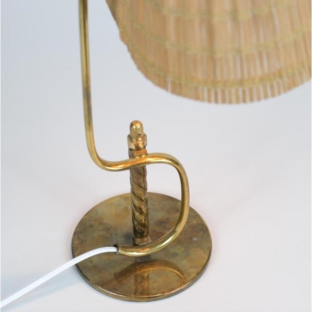 Paavo Tynell Rare Paavo Tynell 'S' Table Lamp 9202 in Full Brass & Rattan Shade For Sale - Image 4 of 7