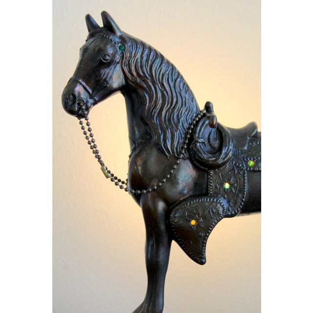 Vintage Mid-Century Western Horse Tv Lamp With Jeweled Saddle Accent, Circa 1950s–1960s For Sale - Image 9 of 13
