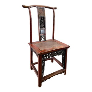 Antique Lady's Red Lacquer Chair From Shanxi Province With a Didactic Message