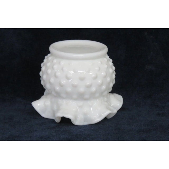 Glass Fenton Hobnail White Milk Glass Ruffle Rim Small Vase For Sale - Image 7 of 10
