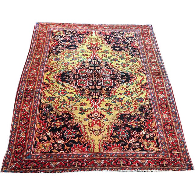 Gold Antique Collectible Gold Ground Persian Ferahan Sarouk Rug For Sale - Image 8 of 12