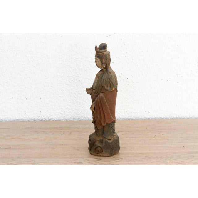Vintage Beautifully Carved Standing Buddha For Sale - Image 4 of 9