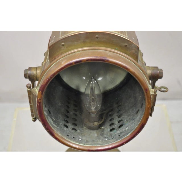 Antique the Neverout Searchlight Projector Brass Naval Rose Mfg Table Lamp For Sale - Image 9 of 13