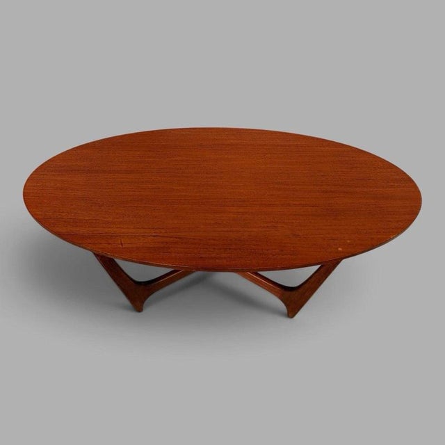 Mid-Century Astro-Inspired Oval Teak Coffee Table For Sale - Image 3 of 7