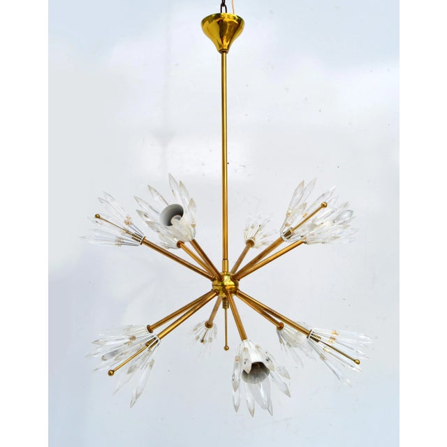 Emil Stejnar Emil Stejnar Austria Six Light Brass Blown Glass Flush Mount Sputnik Orbit, 1950 For Sale - Image 4 of 13