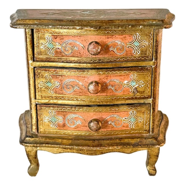 Vintage Florentine Jewelry Chest of Drawers For Sale