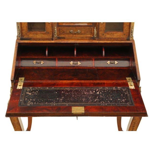Wood Antique Inlaid Burr Walnut Desk, 1800s For Sale - Image 7 of 11
