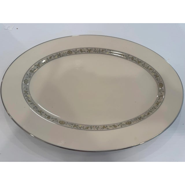 Lenox Oval Serving Platter Springdale with Platinum Trim