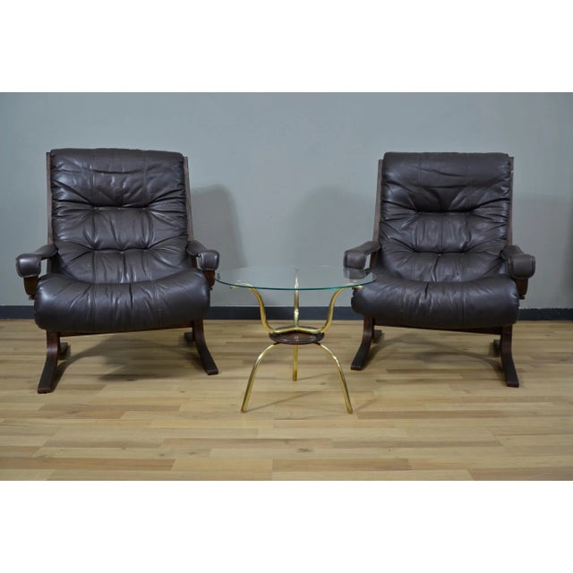 Brown Vintage Italian Glass and Brass Coffee Table, 1950s For Sale - Image 8 of 9