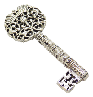 Vintage Italian Handmade Genuine Sterling Silver 925 Real Life Size Decorative Key, 1980s