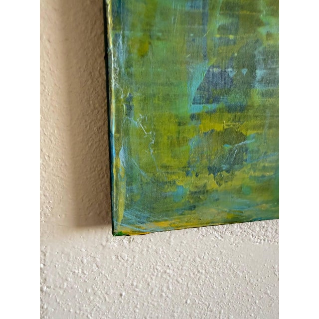 Textile Large Abstract Painting by Gavin Mc Groggan – Contemporary Green & Blue Canvas Art, 36” × 48” For Sale - Image 7 of 8
