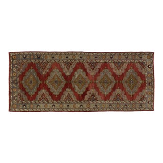 Vintage Turkish Oushak Gallery Rug, Wide Hallway Runner - 04'11 X 11'11 For Sale