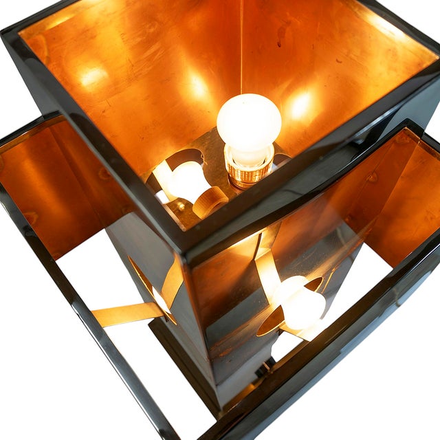 Metal Vintage Love Table Lamp in Stainless Steel and Brass, 1970s For Sale - Image 7 of 8