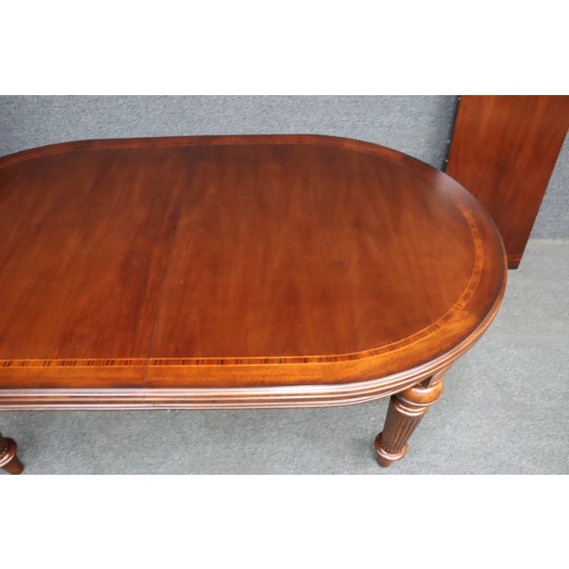 Brown Thomasville Attributed Cherry Oval Double Pedestal Dining Table With Extensions For Sale - Image 8 of 13