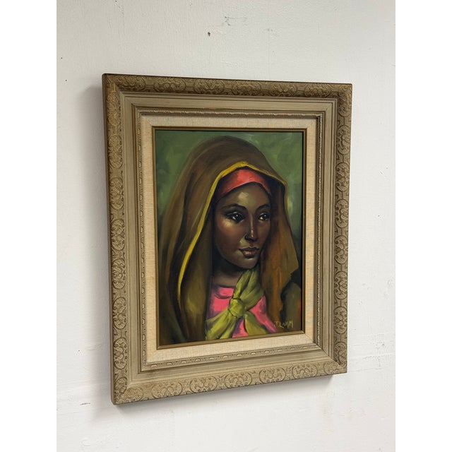 Design Plus Gallery presents a Vintage Oil on Canvas Portrait Painting by artist J. Lamm. This expressive composition...