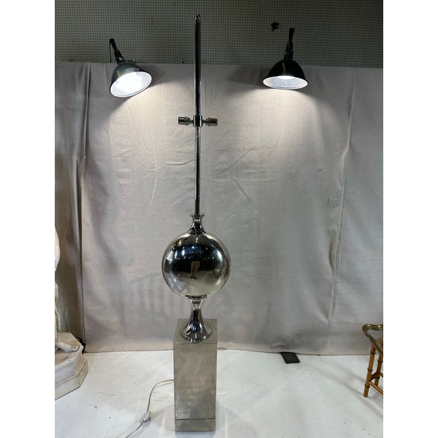 1960s Philippe Barbier Nickel and Chrome Floor Lamp For Sale - Image 10 of 11