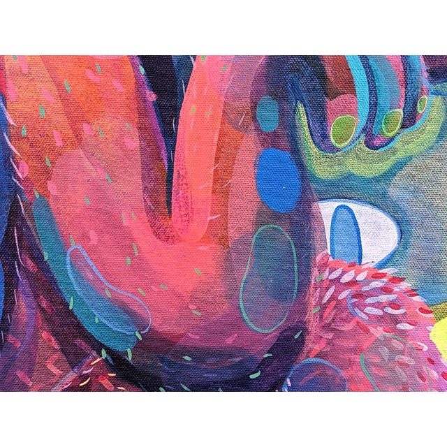 Cecilia Beaven Contemporary Abstract Pink and Blue Toned Biomorphic Rabbit Figure Painting, 2021 For Sale - Image 12 of 12