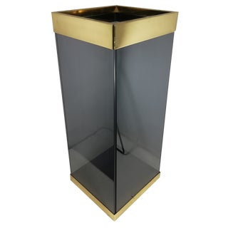 Italian Umbrella Stand in Brass and Glass by Mascagni, 1960s For Sale