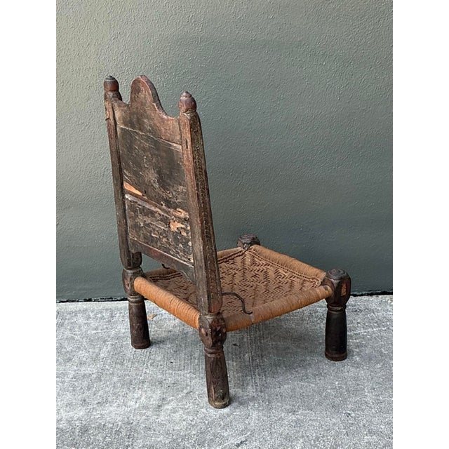 Vintage Hand Carved Low Weavers Chair For Sale - Image 12 of 12