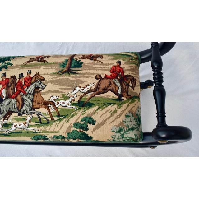 Late 20th Century English Regency Curule Form Bench Fox Hunting Theme For Sale In Philadelphia - Image 6 of 13
