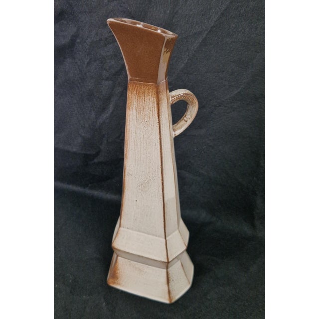 Brown Cubist Pitcher Vase in Ceramic, 1950s For Sale - Image 8 of 11