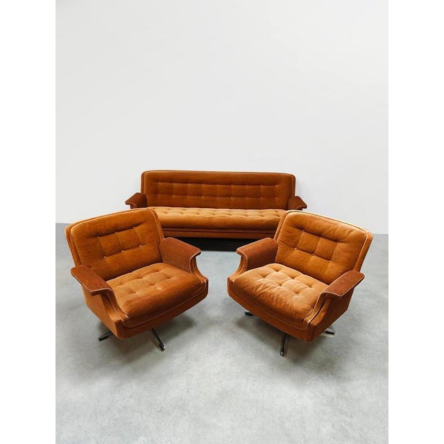 Mid-Century Madmen Style Swivel Armchairs & Sofa, 1970s For Sale - Image 4 of 11