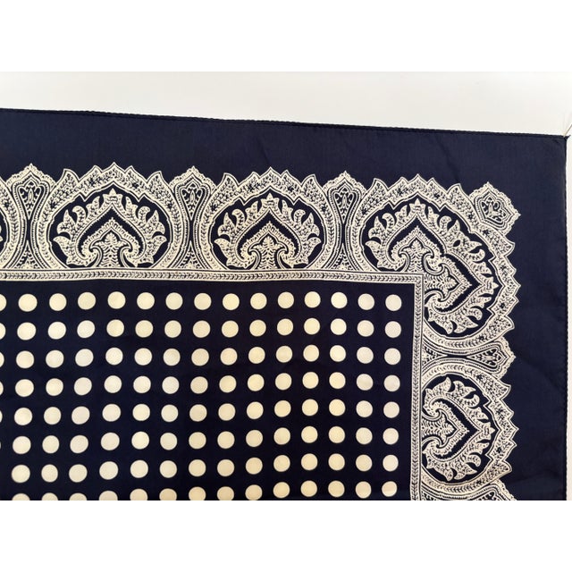 Polka Dot Silk Black White Silk Scarf Pocket Square Handkerchief For Sale - Image 4 of 9
