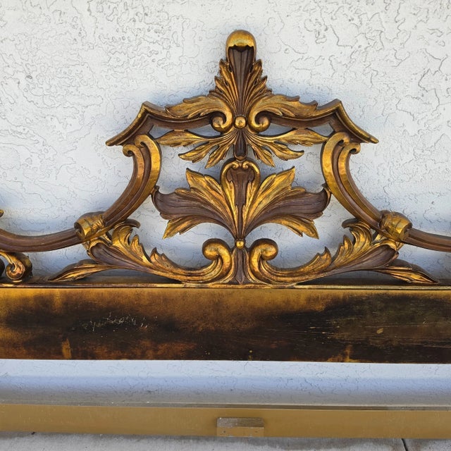 Vintage French Rococo Louis XV Baroque Gold Gilt Metal King Headboard For Sale - Image 9 of 12