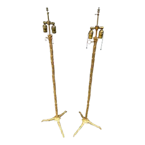 Pair of Maison Charles Gilded Bronze French Floor Lamps