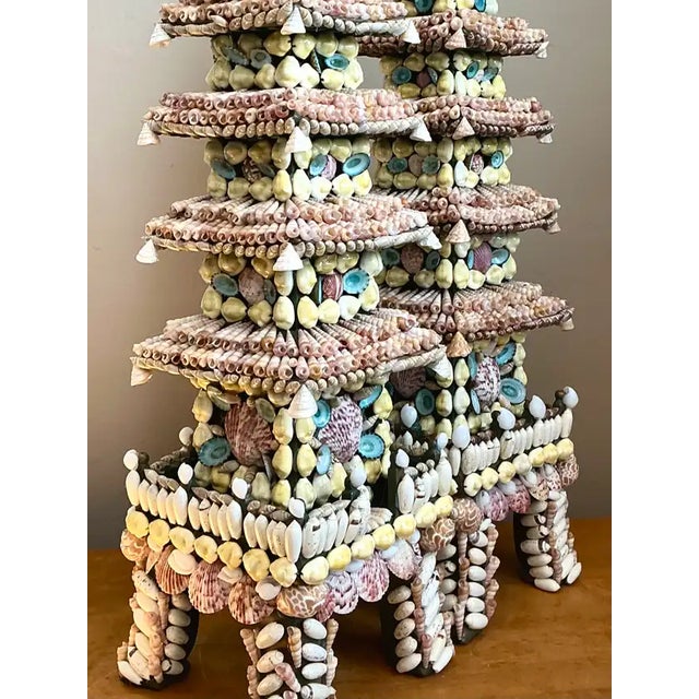 Early 21st Century Vintage Shell Encrusted Pagodas - A Pair For Sale - Image 5 of 12