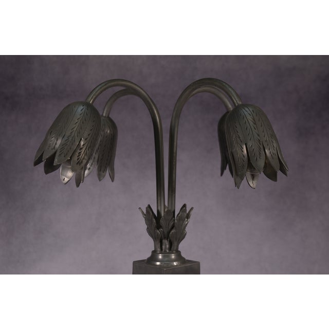 Pewter Table Lamp with 4 Tulips, 1970s For Sale - Image 6 of 15