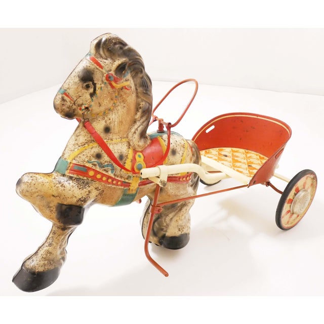 Vintage Mobo Toys pony express pedal toy from the 1950s. This Carrey horse trailer was made by Sebel Mobo Toys, D. A....