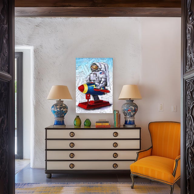 Wood A Nearly Forgotten Song - Abstract Colorful Figurative Mixed Media Art on Wood Original Artwork by Robert Lebsack For Sale - Image 7 of 9