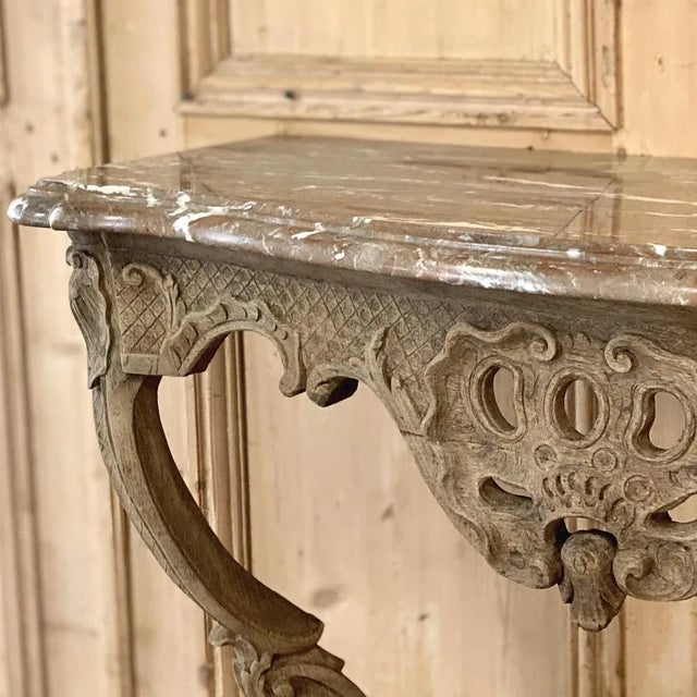 18th Century French Regence Marble Top Stripped Console For Sale - Image 11 of 12