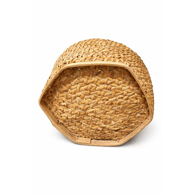Mid-Century Modern Vintage Mid-Century Handwoven Rattan Storage Basket With Domed Lid For Sale - Image 3 of 10