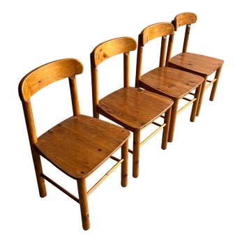 Vintage Pine Dining Chairs, 1970s, Set of 4 For Sale