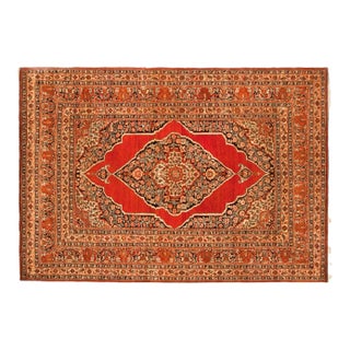 Antique Persian Tabriz Oriental Carpet in Small Size with Central Medallion For Sale