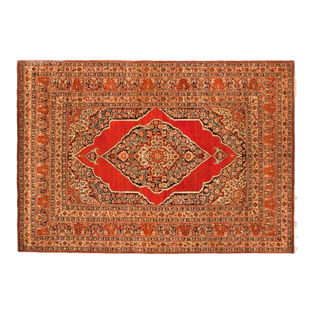 Antique Persian Tabriz Oriental Carpet in Small Size with Central Medallion For Sale