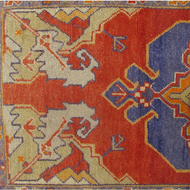 Vintage Turkish Oushak Rug With Bold Red, Indigo Blue, Saffron Gold and Ivory 3'0"x5'8" For Sale - Image 4 of 5