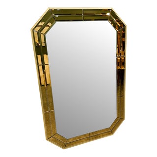 Octagonal Wall Mirror with Faceted Stained Glass Rim from Schöninger, 1970s For Sale