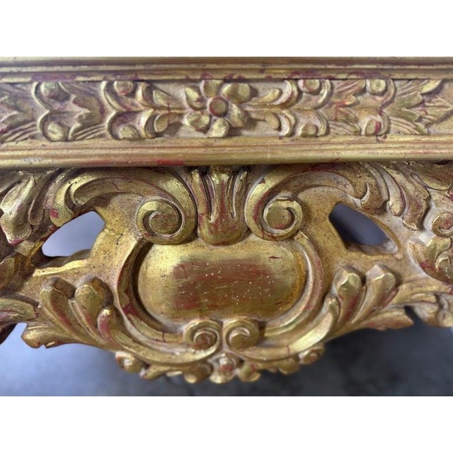 Late 20th Century Baroque-Style 22k Gold Leaf Carved Coffee Table With Black Stone Top For Sale - Image 5 of 13