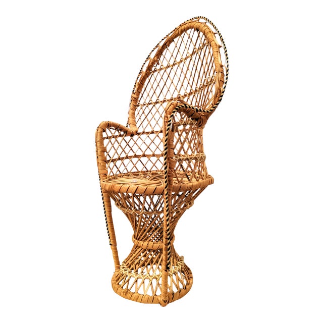 Boho Chic Miniature Wicker Peacock Chair Plant Stand Chairish