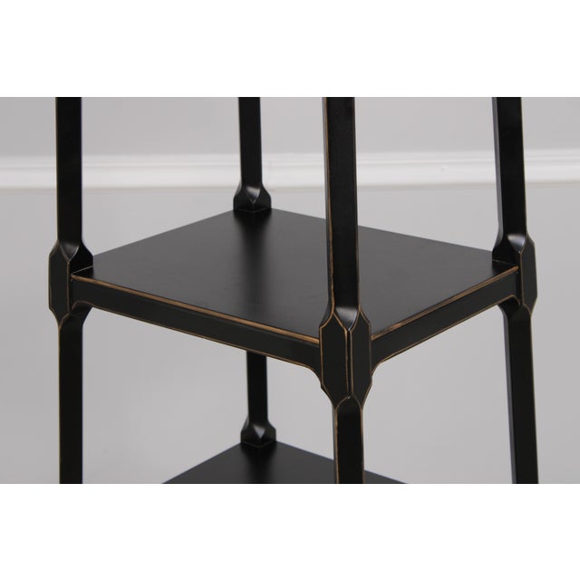 Wood Regency Ebony & Gold 4 Tier Etagere Bookcase Shelf For Sale - Image 7 of 12