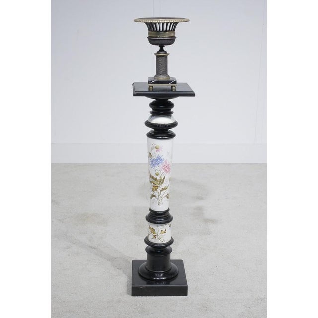 Victorian Ebony Pedestal Stand Porcelain Column For Sale - Image 4 of 5