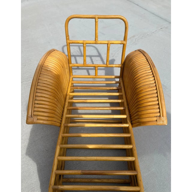 Wood Vintage Paul Frankl Rattan Chaise Lounge For Sale - Image 7 of 12