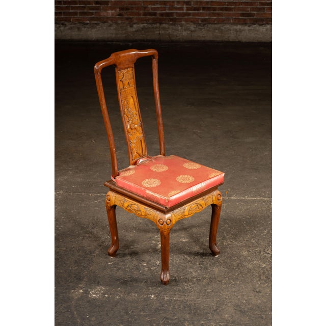 Antique Hand-Carved Chinese Scholar's Writing Desk and Chair Set For Sale - Image 15 of 18