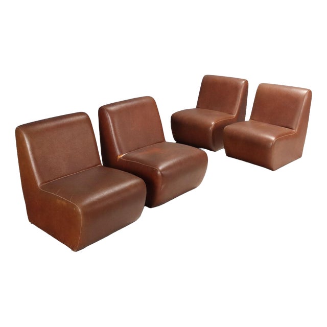 Vintage Modular Armchairs in Leatherette, Italy, 1970s, Set of 4 For Sale