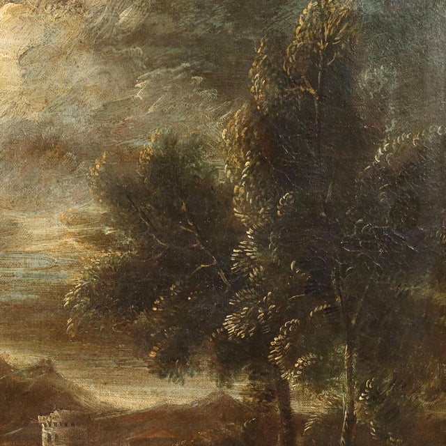 Landscape with Figures and Herd, Oil Painting, Framed For Sale - Image 8 of 12